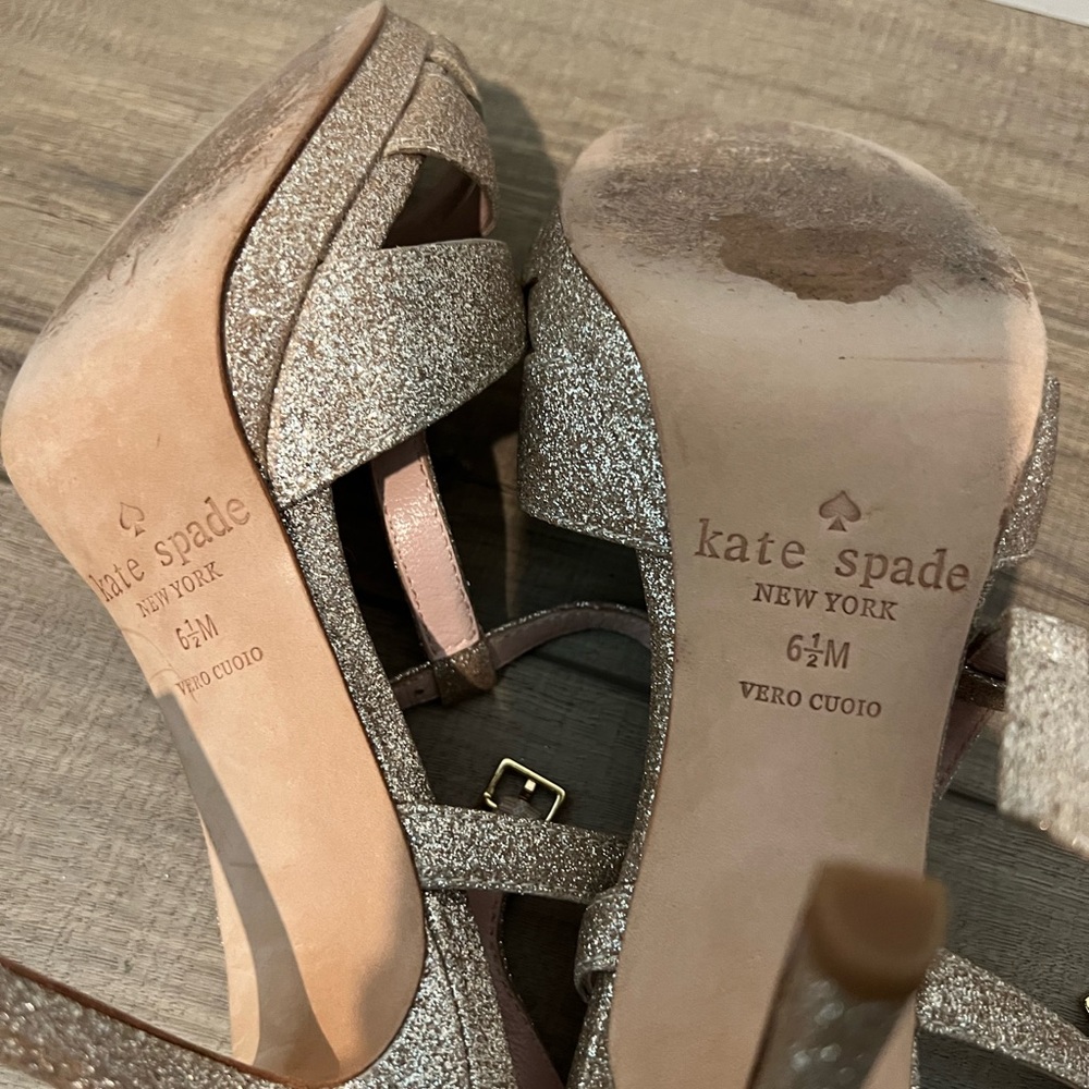 Kate Spade Fedora Gold fine glitter heels | 6.5 - Picture 4 of 7